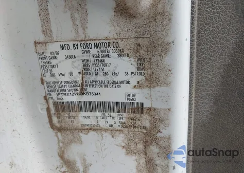 2009 Ford F-150 Stx/Xl z USA, uszkodzony, nr VIN 1FTRX12W59KB75341